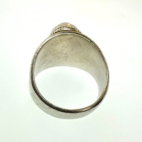 925 Sterling Silver Natural Black Sun Stone Ring - Size 7.75 - Picture 2 of 10